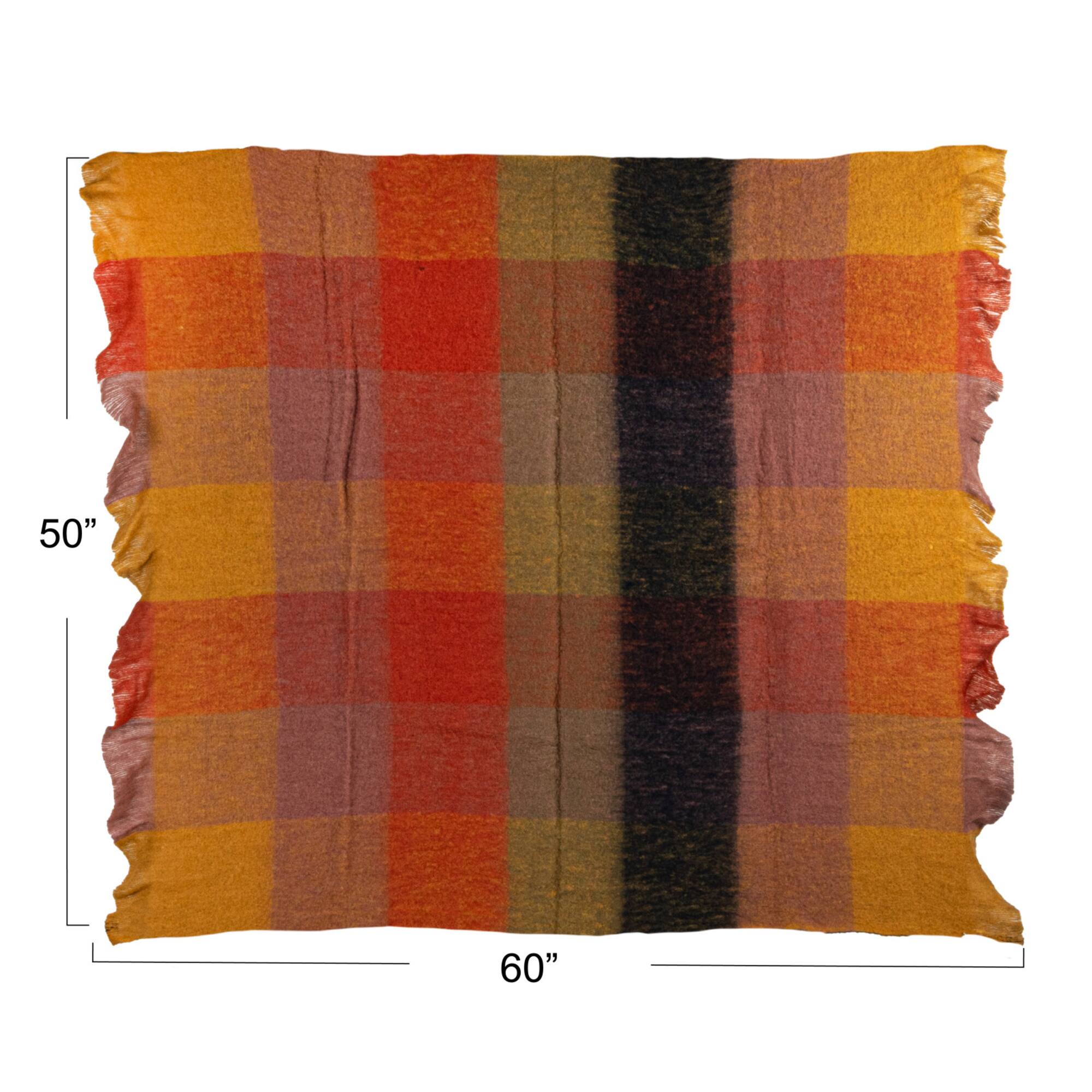Hello Honey® Gold & Orange Block Wool & Acrylic Ruffled Throw Blanket